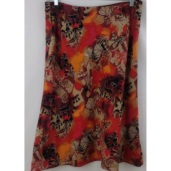 Amanda Smith Floral Print A Lined Silk Skirt Size 14 Church - Picture 2 of 6